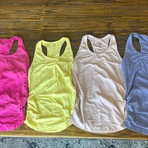 Athleta Vibrant Racerback Tank Tops - Pink, Yellow, White, Blue